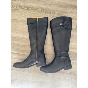 Frye Melissa Button 8 B Black Tall Leather Zip Riding Boots Knee High Women's